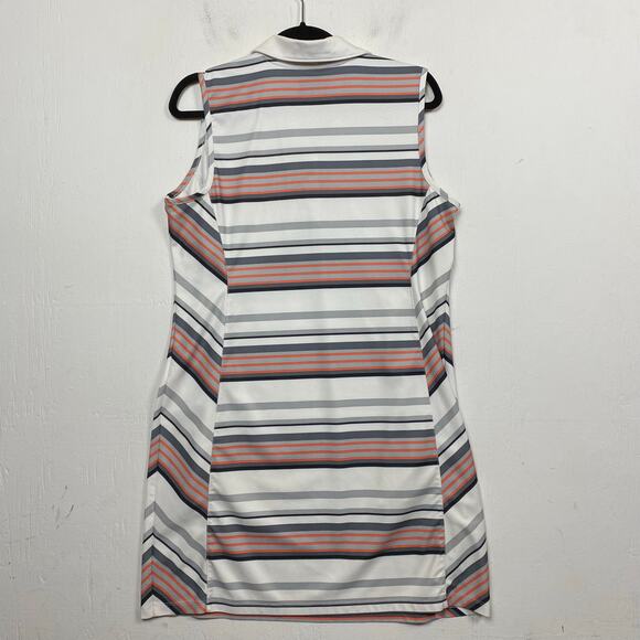 IZOD Golf Athletic Athleisure Dress White Gray Striped Sleeveless Size Large - Picture 8 of 10